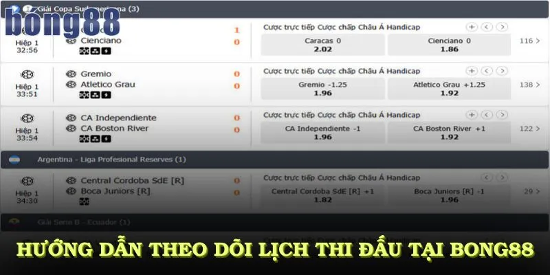 Hướng dẫn theo dõi lịch thi đấu tại bong88